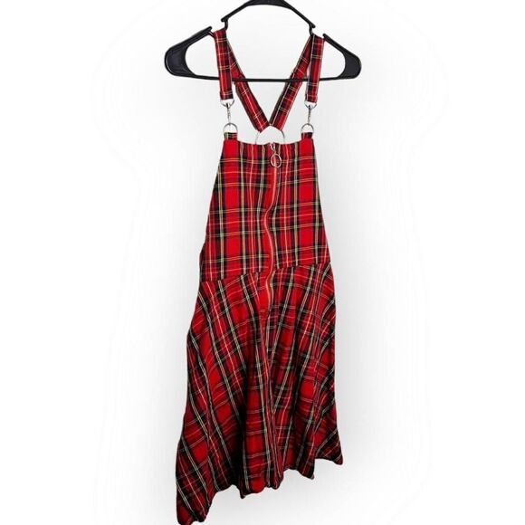 Hot Topic Women's Red Plaid O-Ring Skirtall size Small - Picture 2 of 5
